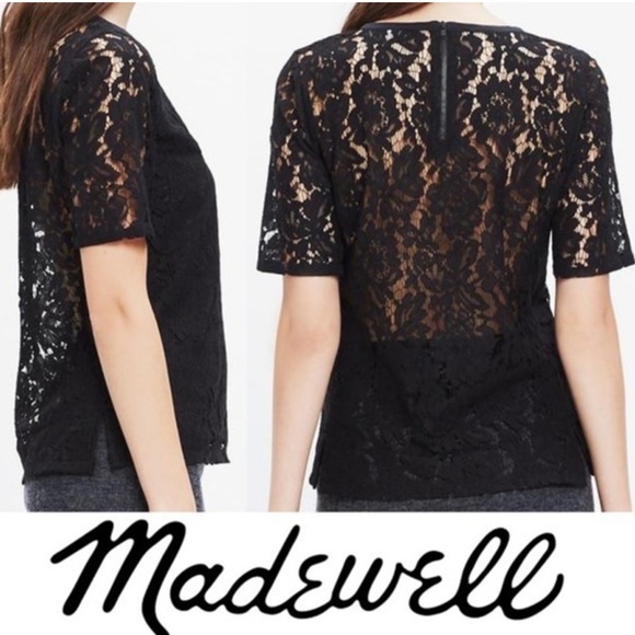 Madewell Lace Lined Short Sleeve Top - Picture 2 of 11